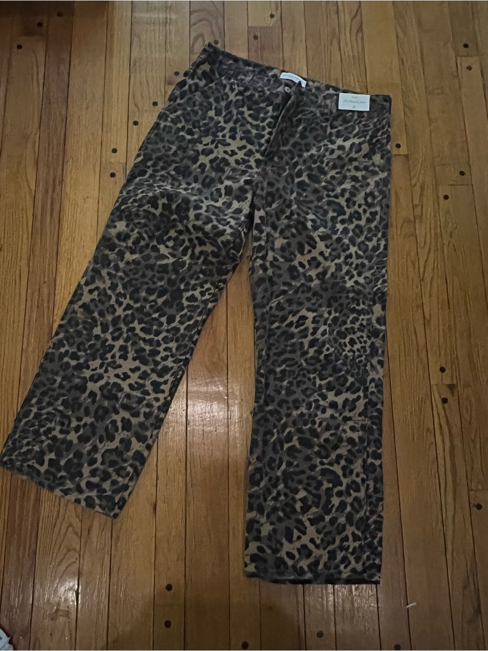 Abercrombie slouchy Jean Women's Leopard Print Jeans - Brown/Black - Picture 2 of 5